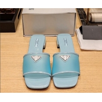 Duplicate Prada PVC Flat Slide Sandals Blue 612192