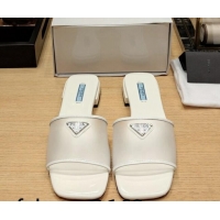 Low Cost Prada PVC Flat Slide Sandals White 612193