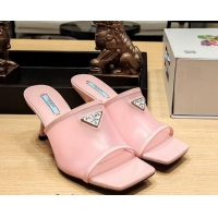 Best Grade Prada PVC Heel Slide Sandals 7cm Pink 612195