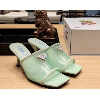 Stylish Prada PVC Heel Slide Sandals 7cm Green 612197