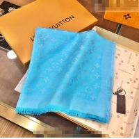 Cheapest Louis Vuitton LV Shine Monogram Shawl Scarf 142cm 8149 Light Blue 2022