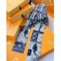 Popular Style Louis Vuitton Monogram Jacquard Denim Bandeau Scarf 8x120cm 21551 Grey 2023