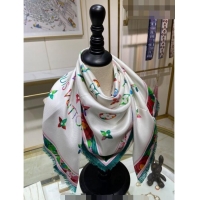 Good Product Good Taste Louis Vuitton Garden Monogram Silk Square Scarf 90cm 21581 White 2023