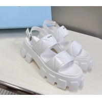 Duplicate Crafted Prada Leather Platform Sandals 5.5cm White 612204