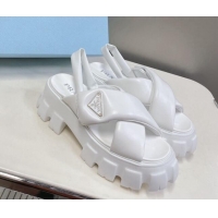 New Style Prada Monolith Padded Nappa Leather Sandals 5.5cm White 1X123N