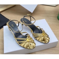 Good Quality Celine Triomphe Heel Sandals 4.5cm in Calf Leather Gold 331057