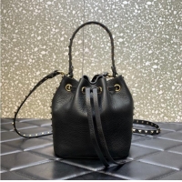 Famous Brand VALENTINO VLOGO SIGNATURE Lambskin nano Bucket Bag 0319 black