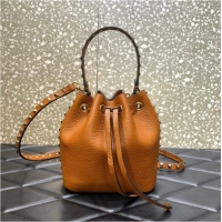 Well Crafted VALENTINO VLOGO SIGNATURE Lambskin nano Bucket Bag 0319 Brown