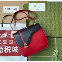 Pretty Style GUCCI EQUESTRIAN INSPIRED SHOULDER BAG 740988 Blue and red