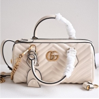 Famous Brand GUCCI GG MARMONT SMALL TOP HANDLE BAG 746319 white