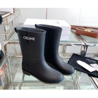 Stylish Celine Rubber Rain Boots Black 420037