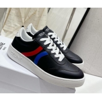 Best Grade Celine Tennis Sneakers in Calfskin Leather Black/Red/Blue 524113