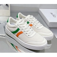 Good Quality Celine Tennis Sneakers in Mesh and Calfskin White/Green/Orange 524116