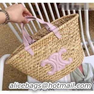 Good Product Celine Straw Basket Bag 0510 Beige/Light Purple 2023