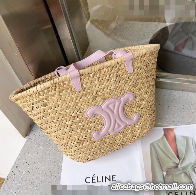 Good Product Celine Straw Basket Bag 0510 Beige/Light Purple 2023