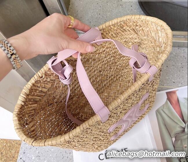 Good Product Celine Straw Basket Bag 0510 Beige/Light Purple 2023