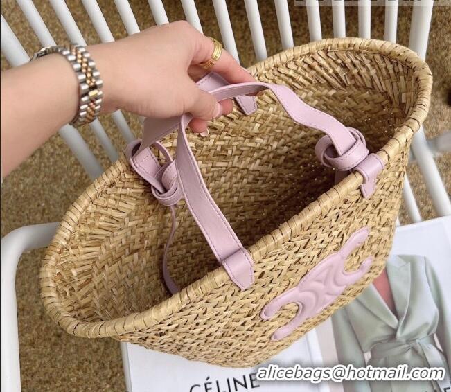 Good Product Celine Straw Basket Bag 0510 Beige/Light Purple 2023