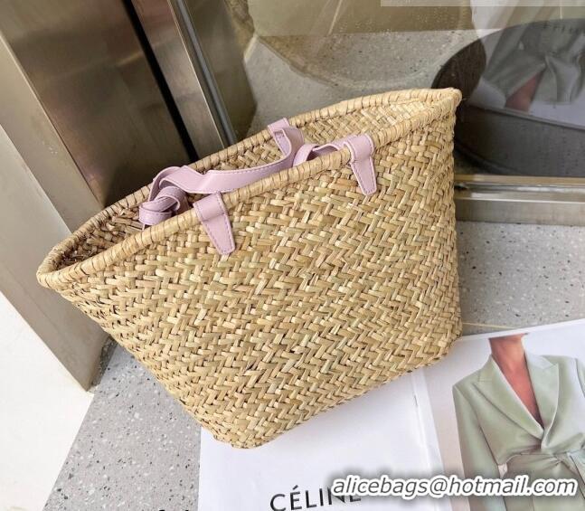 Good Product Celine Straw Basket Bag 0510 Beige/Light Purple 2023