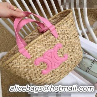 Top Quality Celine Straw Basket Bag 0510 Beige/Pink 2023