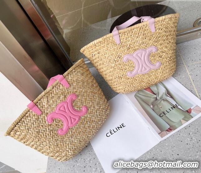 Top Quality Celine Straw Basket Bag 0510 Beige/Pink 2023