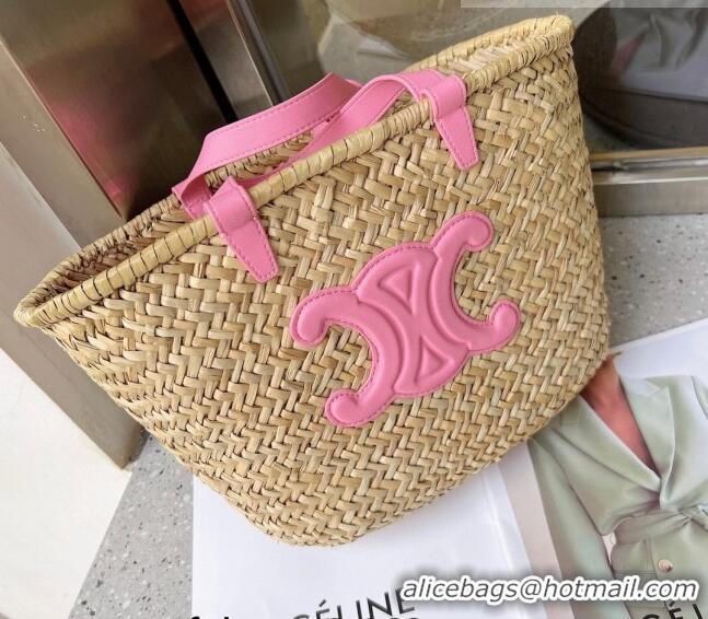 Top Quality Celine Straw Basket Bag 0510 Beige/Pink 2023