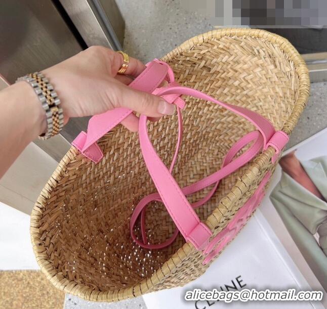 Top Quality Celine Straw Basket Bag 0510 Beige/Pink 2023