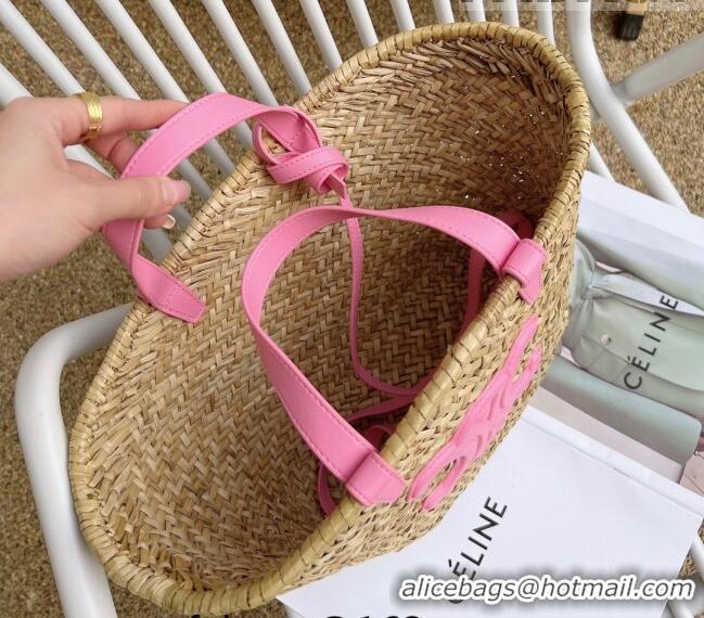 Top Quality Celine Straw Basket Bag 0510 Beige/Pink 2023