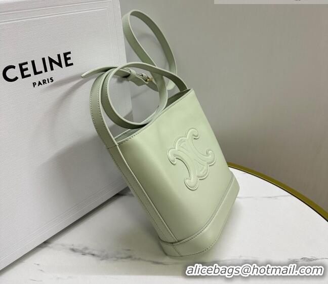 Top Quality Celine Mini Bucket Bag Triomphe in Smooth Calfskin 10L433 Light Green 2023