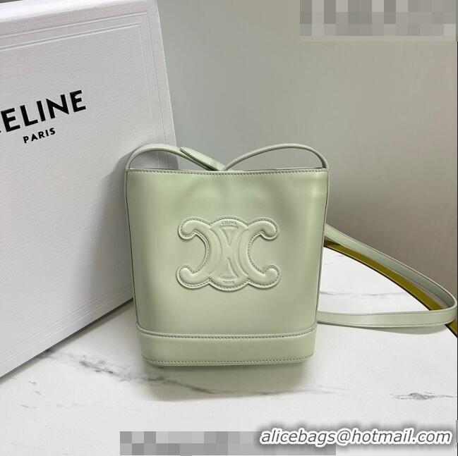 Top Quality Celine Mini Bucket Bag Triomphe in Smooth Calfskin 10L433 Light Green 2023