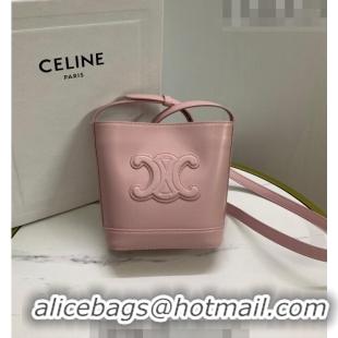 Good Product Celine Mini Bucket Bag Triomphe in Smooth Calfskin 10L433 Light Pink 2023