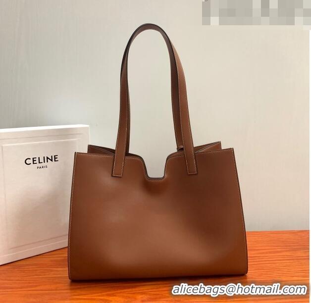 Low Cost Celine Cabas 16 Tote Bag in Smooth Calfskin 112583 Brown 2023