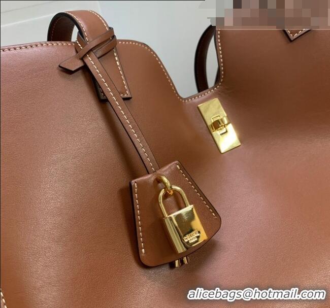 Low Cost Celine Cabas 16 Tote Bag in Smooth Calfskin 112583 Brown 2023