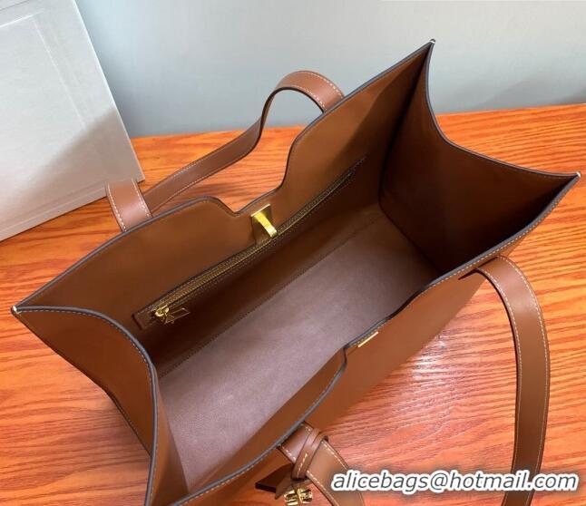 Low Cost Celine Cabas 16 Tote Bag in Smooth Calfskin 112583 Brown 2023