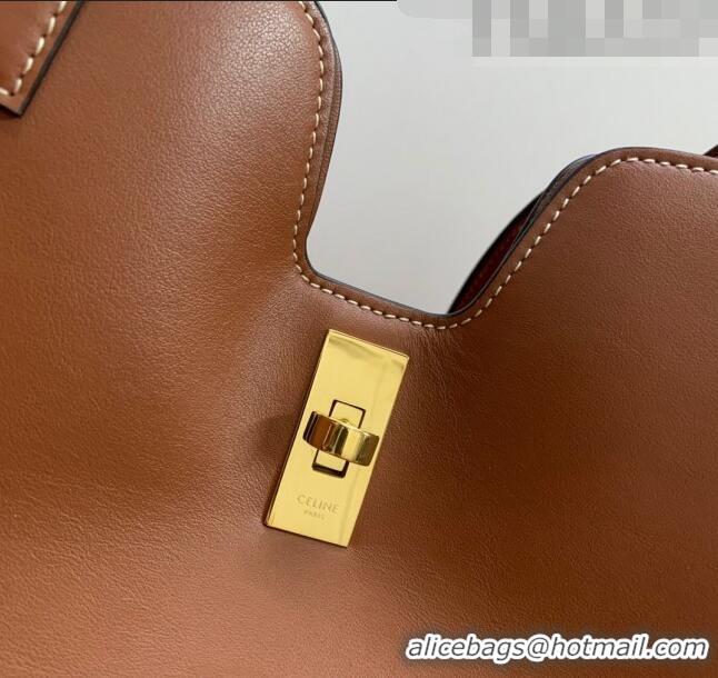 Low Cost Celine Cabas 16 Tote Bag in Smooth Calfskin 112583 Brown 2023