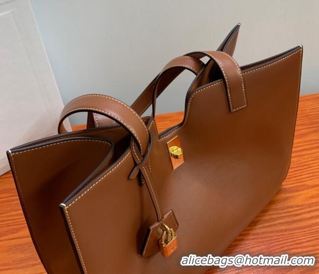 Low Cost Celine Cabas 16 Tote Bag in Smooth Calfskin 112583 Brown 2023