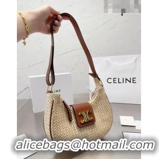 Cheapest Celine Triomphe Starw Shoulder bag 0609 Beige/Brown 2023