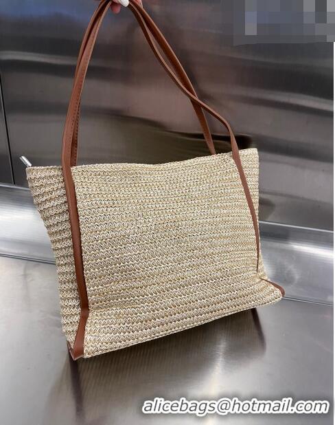 Good Looking Celine Triomphe Straw Tote Bag 0627 Beige/Brown 2023