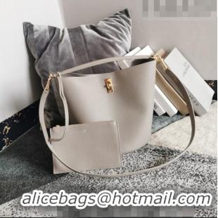 Most Popular Celine Bucket 16 Bag in Supple Grained Calfskin 195573 Pebble Grey 2023