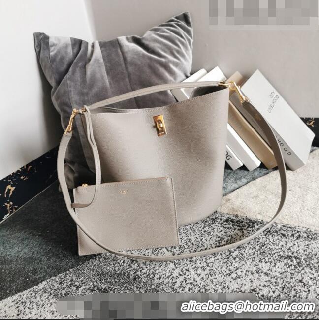 Most Popular Celine Bucket 16 Bag in Supple Grained Calfskin 195573 Pebble Grey 2023