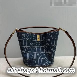 Traditional Specials Celine Bucket 16 Bag in Logo C0056 Denim Dark Blue 2023