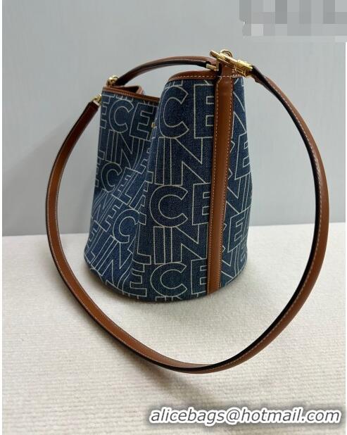 Traditional Specials Celine Bucket 16 Bag in Logo C0056 Denim Dark Blue 2023