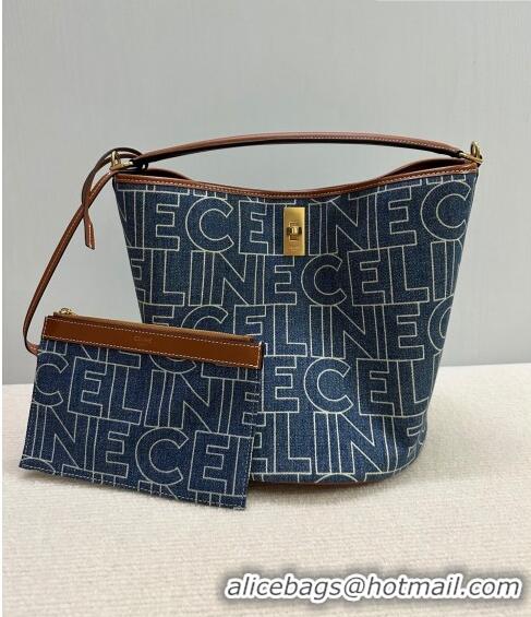 Traditional Specials Celine Bucket 16 Bag in Logo C0056 Denim Dark Blue 2023