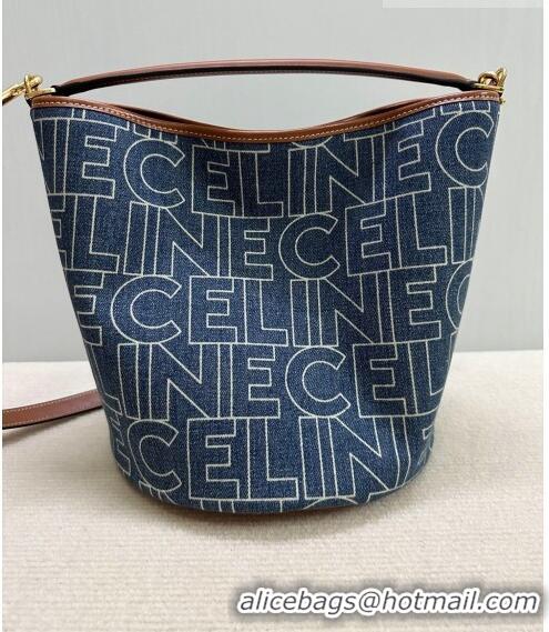 Traditional Specials Celine Bucket 16 Bag in Logo C0056 Denim Dark Blue 2023