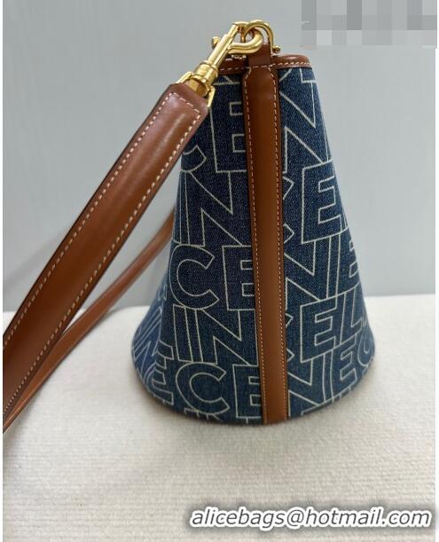 Traditional Specials Celine Bucket 16 Bag in Logo C0056 Denim Dark Blue 2023