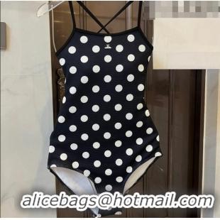 New Style Chanel Swimwear 062803 Black/White Dots 2023