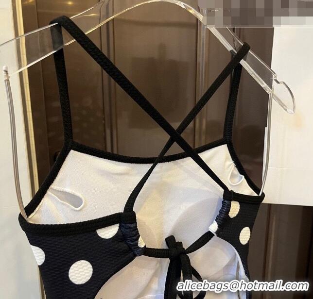 New Style Chanel Swimwear 062803 Black/White Dots 2023