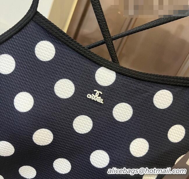 New Style Chanel Swimwear 062803 Black/White Dots 2023