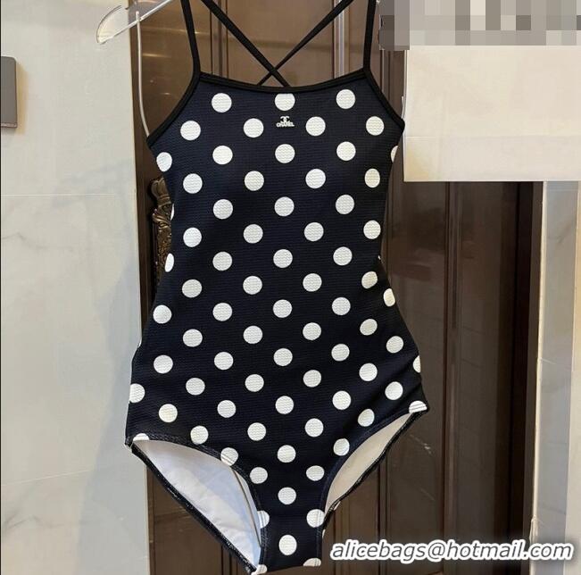 New Style Chanel Swimwear 062803 Black/White Dots 2023