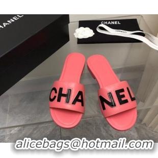 Best Price Chanel Lambskin Flat Slide Sandals with CHANEL Pink 327002