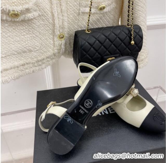 Luxury Chanel Lambskin Flat Sandals with Double Buckle White 327024